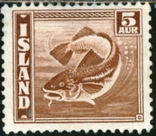 ISLANDA, ICELAND, FAUNA, PESCI, 1939, FRANCOBOLLO, NUOVO (MNG), Scott 219 - Ungebraucht