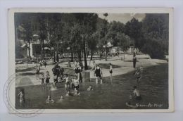 Old Real Photo Postcard Switzerland - Neuveville Plage/ Beach, Animated - Kids On Water - Posted - La Neuveville