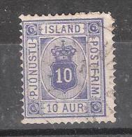 ISLAND / Islande, Service 1876, Yvert N° 6a, 10 A OUTREMER, Dentelé 12 1/ 2, Obl, Cote 100 Euros , TB - Dienstmarken