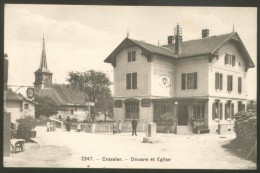 DISTRICT DE NYON -- CRASSIER -- LA DOUANE - EGLISE OLD POSTCARD 1913 - Crassier