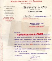 16 - ANGOULEME - FACTURE MANUFACTURE PAPIERS DUPUY & CIE - USINE BEL AIR -1921 IMPRIMERIE - Printing & Stationeries