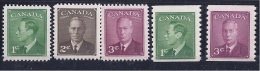 Canada1949: Michel250A,251A,252A,250D,253D Mnh** - Ongebruikt