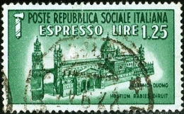 REPUBBLICA SOCIALE ITALIANA, ITALY,  MONUMENTI DISTRUTTI, ESPRESSO, 1944, USATO, Scott:IT-RSI E3, Yt:IT-RSI E6 - Correo Urgente