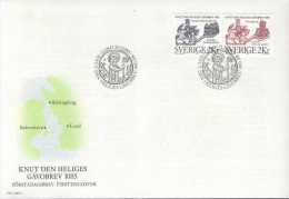 RELIGION HOLY MEN SAINT HEILIGE CANUTE KNUT SWEDEN SUEDE SCHWEDEN 1985 FDC MI 1334 1335 - Théologiens