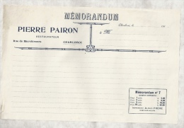 Modèle De Mémorandum Proposé Par L'imprimeur Frère De HAM-SUR-HEURE Au Restaurant De Pierre PAIRON, CHARLEROI - 1900 – 1949