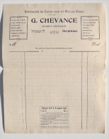 Modèle De Facture De L'imprimeur Frère De HAM-SUR-HEURE Pour Cafés Crus Et Huiles Fines CHEVANCE De GERPINNES - Alimentare