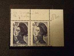 LIBERTE DE GANDON 0,70 DOUBLE FRAPPE TENANT A NORMAL - Unused Stamps