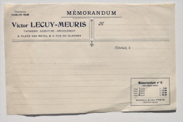 Modèle De Mémorandum De L'imprimeur Frère De HAM-SUR-HEURE Pour Victor LECUY-MEURIS, Tapisserie, Ameublement à ETTERBEEK - 1900 – 1949