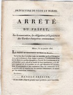 VP1288 - MELUN 1806 - Empire - Napoléon - Arreté Concernant Les Gardes - Champetres Communaux - Decrees & Laws