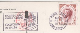MONACO FLAMME ILLUSTREE  MONTE CARLO MUSEE NATIONAL COLLECTION DE GALEA - PRINCE RAINIER 1974 ( A Voir ) - Covers & Documents