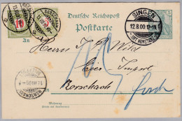 Heimat SG RORSCHACH 1900-08-13 Taxierte Ganzsache Aus Singen D - Postage Due