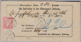 Heimat TG FRAUENFELD 1872-04-30 Auf Streifband Thurgauer Zeitung - Storia Postale