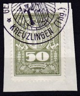 Heimat TG KREUZLINGEN ~1950 Fiskalmarke Auf Papierstück - Fiscaux