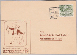 Heimat TG TOBEL-AFFELTRANGEN 1951-08-15 Bahnstation Auf Tabakfabrik Karte Nach Niederhallwil - Spoorwegen