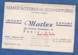 Carte Ancienne - PARIS 11e - Manufacture De Couverture MARTEX - Avenue Parmentier - Réprésenté Par M. Dupin Le Perreux - Arrondissement: 11