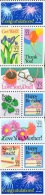 Booklet Pane 10 1987 USA #2267-74 2274a Special Occasions Stamps Fireworks Cake Flower Coffee Father Mother Balloon Pen - 3. 1981-...