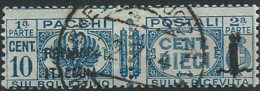 Italia 1944 Luogotenenza/Regno Usato - Pacchi Postali Fascetto 10c Azzurro - Postpaketten