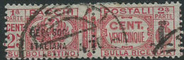 Italia 1944 Luogotenenza/Regno Usato - Pacchi Postali Fascetto 25c VEDI SCAN Dente Corto - Postpaketten