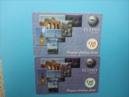 Econo Phone 2 Cards 10 $ & 15 $ 2 Scans Used Rare - [2] Prepaid & Refill Cards