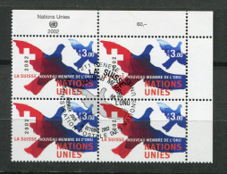 Nations Unis -  Suisse - N° 470 Ob - Bloc De 4 - Colombe De La Paix - Autres & Non Classés