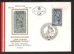 KUNST ART SCULPTURE Saint Christofer RELIGION HOLY MEN ST.CHRISTOFER AUSTRIA  ÖSTERREICH 1969 FDC - Theologians