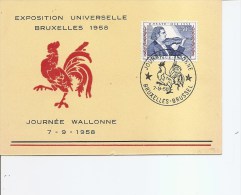 Exposition De Bruxelles -1958 ( Carte Commémorative De Belgique De La Journée Wallonne à Voir) - 1958 – Brussels (Belgium)