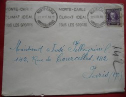 - TIMBRE DE MONACO SUR LETTRE - - Lettres & Documents