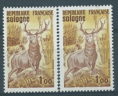 Variété : N° 1725 Sologne Cerf Brun-jaune Au Lieu De Brun + Normal  ** - Unused Stamps