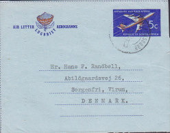 South Africa Postal Stationery Ganzsache Entier Air Letter Aerogramme Aeroplane KLERKDORP 1963 SORGENFRI - Virum Denmark - Poste Aérienne