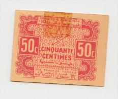 MOROCCO 50 CENTIMES 1944 AUNC (tape) P 41 - Marruecos