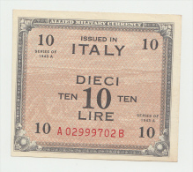 Italy 10 Lire 1943 XF++ AUNC P M19b M19 B - Occupation Alliés Seconde Guerre Mondiale