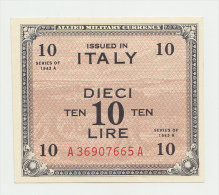 Italy 10 Lire 1943 XF++ AUNC P M19a M19 A - 2. WK - Alliierte Besatzung