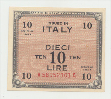 Italy 10 Lire 1943 AUNC P M19a M19 A - Ocupación Aliados Segunda Guerra Mundial