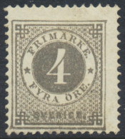 Sweden Suède Sverige: Facit 29b, 4ö Grey Ringtyp P.13, Fine Mint H (DCSV00189) - Unused Stamps