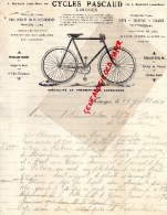 87 - LIMOGES - BELLE FACTURE CYCLES PASCAUD- 4 BOULEVARD LOUIS BLANC- CYCLISME VELO- 1914 GARAGE - Auto's