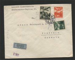 SLOVAKIA, AIRPOST COVER 1943 FROM Stubnanskie Teplice TO PRATTELN SWITZERLAND - Covers & Documents