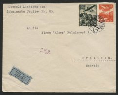 SLOVAKIA, AIRPOST COVER 1943 FROM Stubnanskie Teplice TO PRATTELN SWITZERLAND - Cartas & Documentos