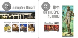 Mozambico 2014, Ancient Roman Emperor Art, 4val In BF+BF IMPERFORATED - Mythologie