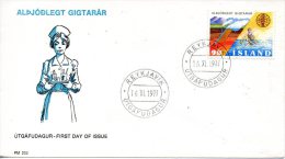 ISLANDE. N°479 De 1977 Sur Enveloppe 1er Jour (FDC). Rhumatisme/Infirmière. - Termalismo