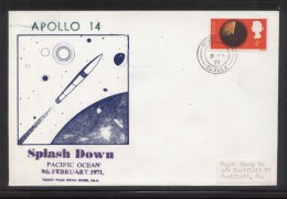 GB 1971 APOLLO 14 SPLASH DOWN PACIFIC OCEAN LIMITED EDITION (200) COMM COVER SPACE ROCKET ASTRONAUTS - Etats-Unis