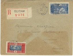 N°78+74sur Lettre  Rec. De Ouidah Du 7-6-27 Pour Amiens (Somme) - Storia Postale