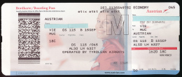 Titre De Transports, Boarding Pass : VIENNE-MUNICH, Austrian Airlines, Opérated By Tyrolean Airways, Classe Economy - Europa