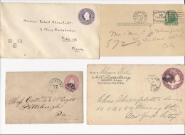 4 Entiers Postaux Etats-Unis : 3 Enveloppes Et 1 Carte Postale (voir Scan) - 1921-40