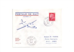 236 Postale De Nuit   27 01 1969    Paris Brest - Primeros Vuelos