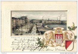 Hamburg Jungfernstieg Color Litho Passepartout Prägedruck Wappen 23.12.1901 TOP-Erhaltung Embossed Gaufrage - Mitte