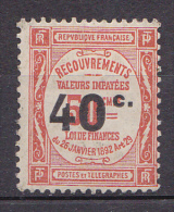 N°50 Taxes 40  Centimes  Sur 50 Centimes Rouge Neuf Avec Trace De Charnière - 1859-1959.. Ungebraucht