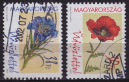 2002 Hungary - Flower Fleur Blume Poppy - Used Pair - Oblitérés