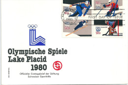 0412 Olympic, Lake Placid 1980, Set Of 4, Swiss Envelope - Invierno 1980: Lake Placid