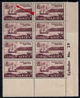 H0001 SOUTH AFRICA 1949, SG 127b ERROR Centenary Of Settlers  'PENNANT FLAW', MNH Block Of 8 - Neufs