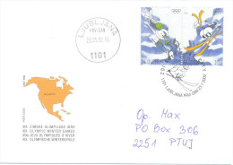 Slovenia Winter Olympic Games 2002 Salt Lake City; Acrobat Skiing; Sledge; FDC - Used First Day; Special Cancellation - Winter 2002: Salt Lake City - Paralympics